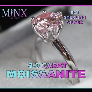Moissanite Pink Diamond Ring | 3.0ct Moissanite Diamond Engagement Ring | Pink Diamond Engagement Ring | Pink Moissanite Diamond Ring