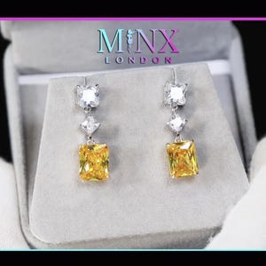 Yellow Diamond Earrings | Yellow Diamond Jewelry | Yellow Earrings | Womens Yellow Radiant Cut Diamond Earrings