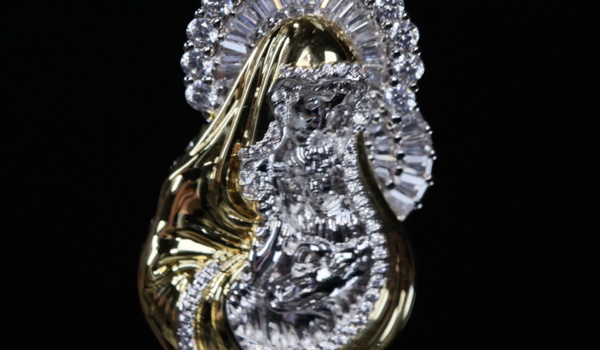 Virgin Mary Pendant | Baguette Diamond Mary Pendant | Iced Out Virgin ...