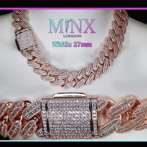 Rose Gold Iced Out Chain | Mens Rose Gold Necklace | Big Iced Out