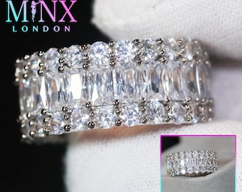 Baguette Ring | Baguette Diamond Eternity Ring | Mens Iced Out Ring | Mens Diamond Wedding Ring | Women's Baguette Diamond Eternity Ring