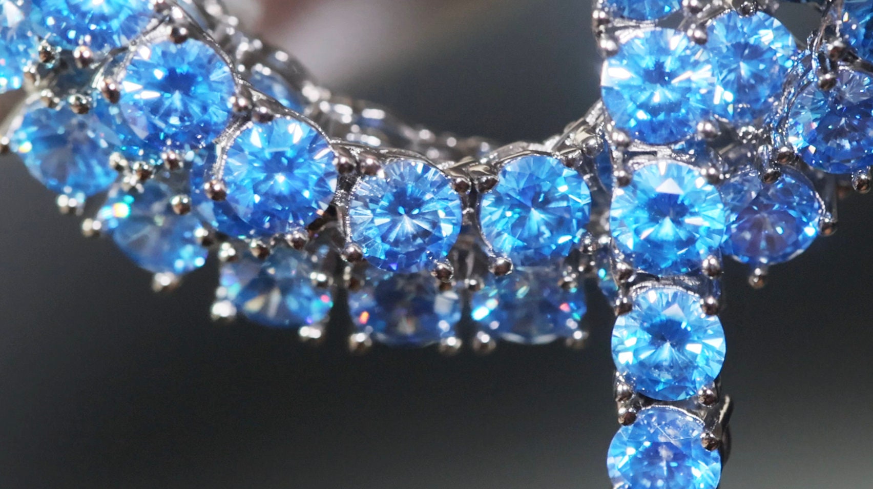 ブルー テニスチェーン ネックレス ゴージャス ヒップホップ コリア