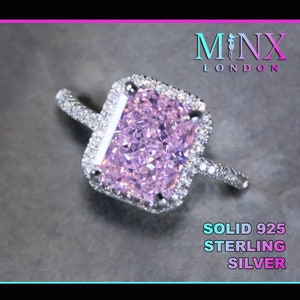 Womens Pink Diamond Ring | Pink Diamond Engagement Ring | Pink Simulated Diamond Ring | Pink Crushed Ice Diamond Ring | Pink Wedding Ring