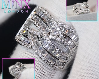 Ring Damen Cocktail | Baguette Ring | Frauen Diamant Ring | Herren Baguette Diamant Ehering | Herren Ehering