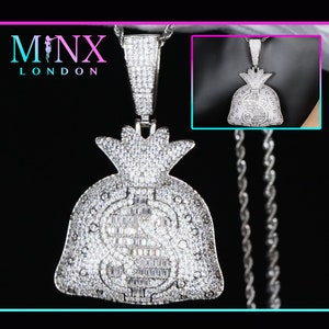 Ciondolo borsa soldi / Ciondolo Hip Hop / Ciondolo ghiacciato / Ciondoli ghiacciati / Ciondolo diamante / Catena Hip Hop / Collana ghiacciata / Gioielli Hip Hop