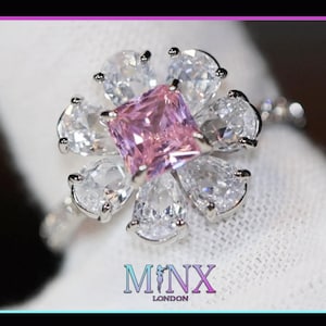 Pink Diamond Ring | Pink Diamond Engagement Ring | Womens Pink Diamond Ring | Promise Ring | Womens Pink Diamond Flower Ring | Flower Ring