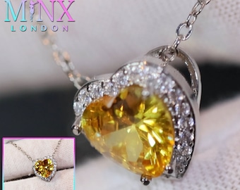 Collier diamant pour femme | Pendentif coeur diamant jaune | Collier coeur avec diamants | Pendentif coeur diamant | Collier diamant jaune