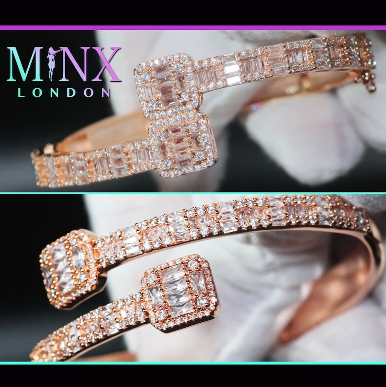 Rose Gold Baguette Diamond Bangle