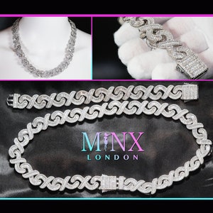 Infinity Link Chain | Iced Out Chain | Iced Out Necklace | Mens Baguette diamond Infinity Chain | Hip Hop Chain | Mens Infinity Bracelet