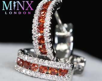 Mens Red Diamond Hoop Earrings | Womens Red Diamond Hoop Earrings | Red Diamond Hoop Earrings, Red Diamond Earrings, Iced Out Hoop Earrings