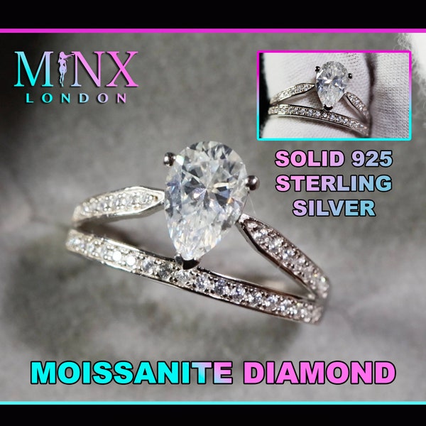 1.5 CARAT | Moissanite Diamond Engagement Ring | Teardrop Diamond Engagement Ring | Womens Diamond Ring | Moissanite Ring | Pear Cut Ring