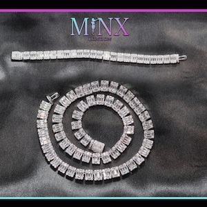Cadena de tenis / Collar de tenis / Cadena de tenis para hombre / Cadena de tenis para mujer / Cadena de tenis con diamantes baguette / Cadena con diamantes / Cadena de hip hop