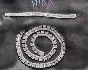 Tennis Chain | Tennis Necklace | Mens Tennis Chain | Womens Tennis Chain | Baguette Diamond Tennis Chain | Iced Out Chain | Hip Hop Chain