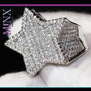 Iced out Ring | Mens Star Ring | Baguette Diamond Star Ring | Diamond Star Ring | Star Rings | Iced Out Star Ring | Hip Hop Star Ring