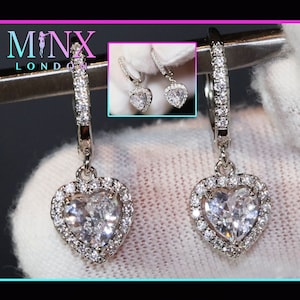 Diamond Earrings | Heart Earrings | Womens Earrings | Heart earrings with Diamonds | Dangle Earrings | Womens Diamond Earrings | Earrings