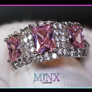 Pink Diamond Engagement Rings | Pink Diamond Ring | Womens Pink Diamond Ring | Promise Ring | Womens Engagement Ring | Pink Three Stone Ring