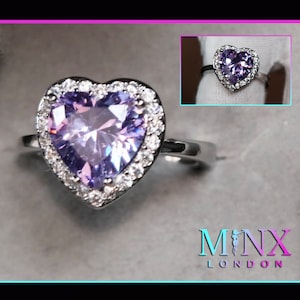 Lila Herz Diamant Ring | Herz Diamant Ring | Lila Diamant Herz Ring | Herz-Ring mit Diamanten | Lila Edelstein Ring