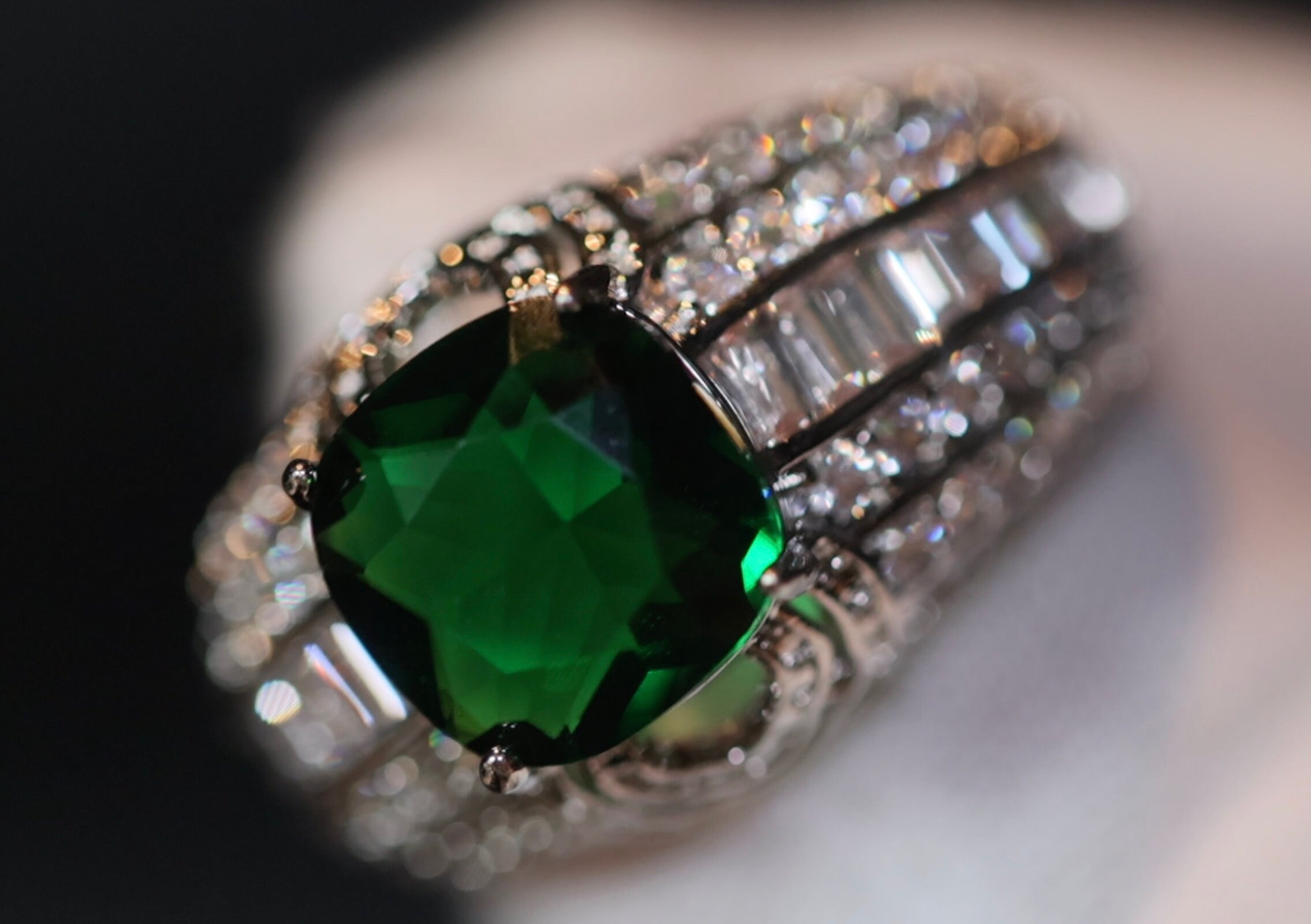Green Diamond Ring | Emerald Green Diamond Ring | Iced Out Ring | Green ...