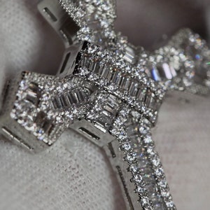 mens iced out cross pendant
