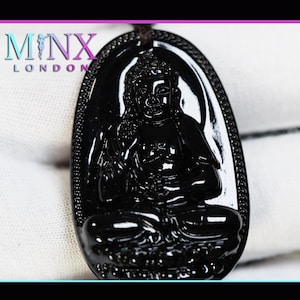 Buddha Pendant | Buddha Necklace | Obsidian Necklace | bodhisattva Necklace | Buddhism Necklace | Black Beaded Necklace | Black Jade Pendant
