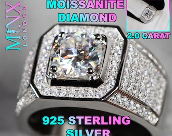 Mens Wedding Ring | 2 carat Ring | Moissanite Ring | Mens Moissanite Ring | Iced Out Ring | Promise Ring | Mens Diamond Ring | Wedding Band