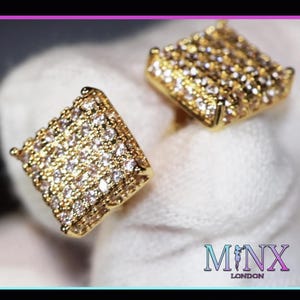 Iced Out Earrings | Gold Hip Hop Stud Earrings | Gold Diamond Ear Studs | Womens Stud Earrings | Mens Gold Diamond Ear Studs