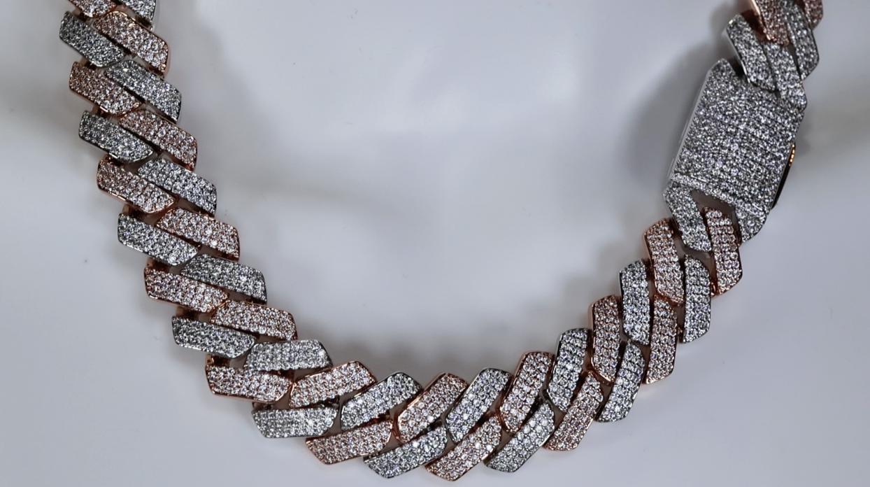 Rose Gold Hip Hop Chain | Rose Gold Iced Out Chain | Hip Hop Chain 