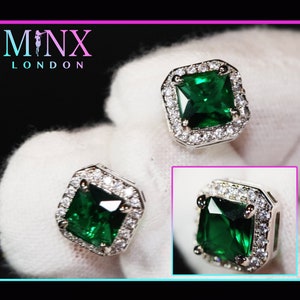 Green Diamond Earrings | Womens Earrings | Emerald Green Earrings | Green Diamond Ear Studs | Stud Earrings | Diamond Ear Studs |  Ear Studs