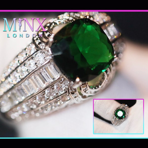 Green Diamond Ring | Emerald Green Diamond Ring | Iced Out Ring | Green Engagement Ring | Green Engagement Ring | Big Diamond Ring