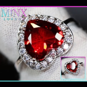 Heart Ring | Red Diamond Heart Ring | Heart Shape Ring | Diamond Heart Ring | Womens Red Diamond Ring | Engagement Ring | Red Diamond Ring