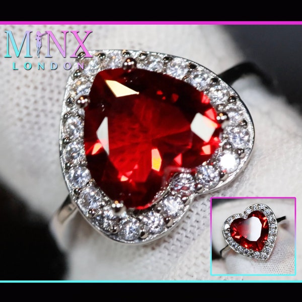 Heart Ring | Red Diamond Heart Ring | Heart Shape Ring | Diamond Heart Ring | Womens Red Diamond Ring | Engagement Ring | Red Diamond Ring