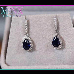 Blauer Saphir Pear Cut Diamant Ohrringe | Teardrop Ohrringe | Blaue Teardrop Diamant Ohrringe | Saphir Ohrringe | Blauer Diamant Ohrringe