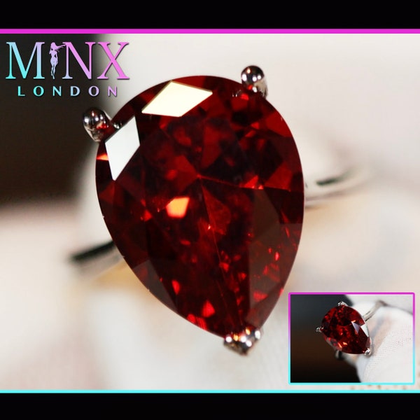 Teardrop Engagement Ring | Teardrop Ring | Red Diamond Ring | Womens Red Diamond Rings | Ruby Engagement Ring | Pear Cut Diamond Ring