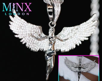 Diamond Angel Pendant | Iced Out Pendant | Angel Pendants | Winged Goddess Pendant | Iced Necklace | Angel Necklace | Hip Hop Chain
