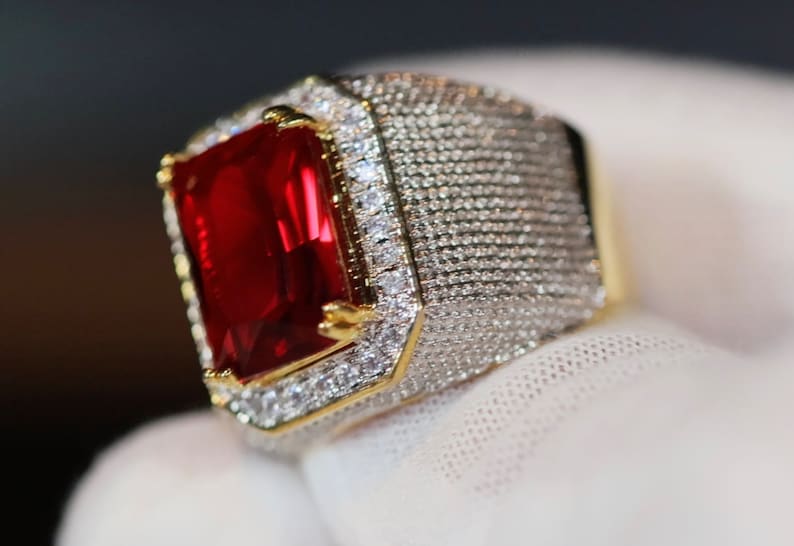 Mens Red Diamond Ring