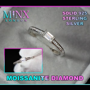 Womens Moissanite Diamond Engagement Ring | 0.5 CT Ring | Baguette Cut Moissanite Diamond Engagement Ring | Moissanite Diamond Wedding Ring