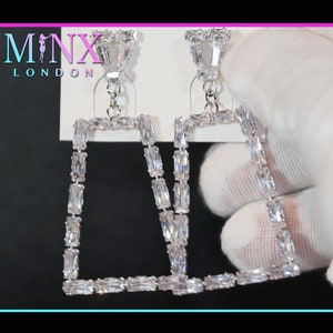 Diamond Hoop Earrings | Hoop Earrings | Womens Big Diamond Earrings | Hoop Earrings with Diamonds | Baguette Earrings | Big Hoop Earrings