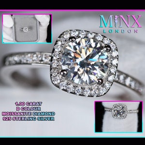 Moissanite Engagement Ring | Womens Moissanite Engagement Ring | Halo Wedding Ring | Moissanite Rings | Womens Lab Diamond Ring