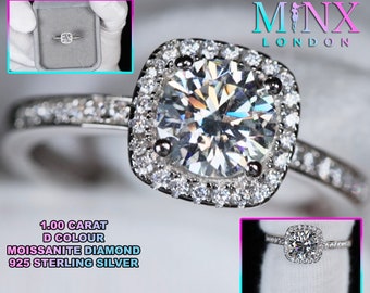 Moissanite Engagement Ring | Womens Moissanite Engagement Ring | Halo Wedding Ring | Moissanite Rings | Womens Lab Diamond Ring
