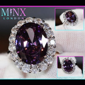 Purple Diamond Ring | Purple Diamond Engagement Ring | Purple Amethyst Ring | Purple Sapphire Ring | Halo Ring | Purple Oval Diamond Ring