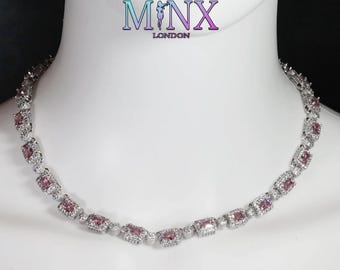 Pink Diamond Necklace | Tennis Chain | Tennis Necklace | Tennis Chains | Womens Tennis Chain | Pink Diamond Tennis Chain | Iced Out Chain