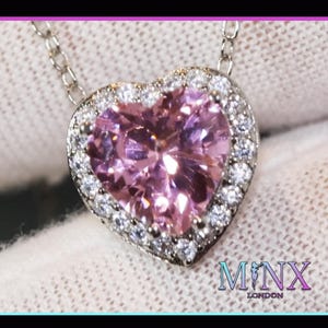 Pink Diamond Heart Pendant | Womens Diamond Necklace | Heart Necklace with Diamonds | Diamond Heart Pendant  | Pink Diamond Necklace