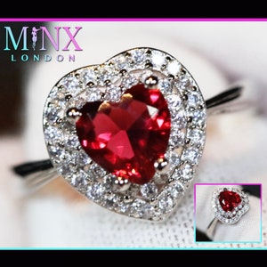 Heart Ring | Red Diamond Heart Ring | Heart Shape Ring | Diamond Heart Ring | Womens Red Diamond Ring | Engagement Ring | Red Diamond Ring