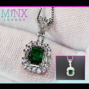 Emerald Diamond Necklace | Womens Emerald Necklace | Emerald Necklace | Green Diamond Pendant | Green Diamond Necklace | Emerald Pendant