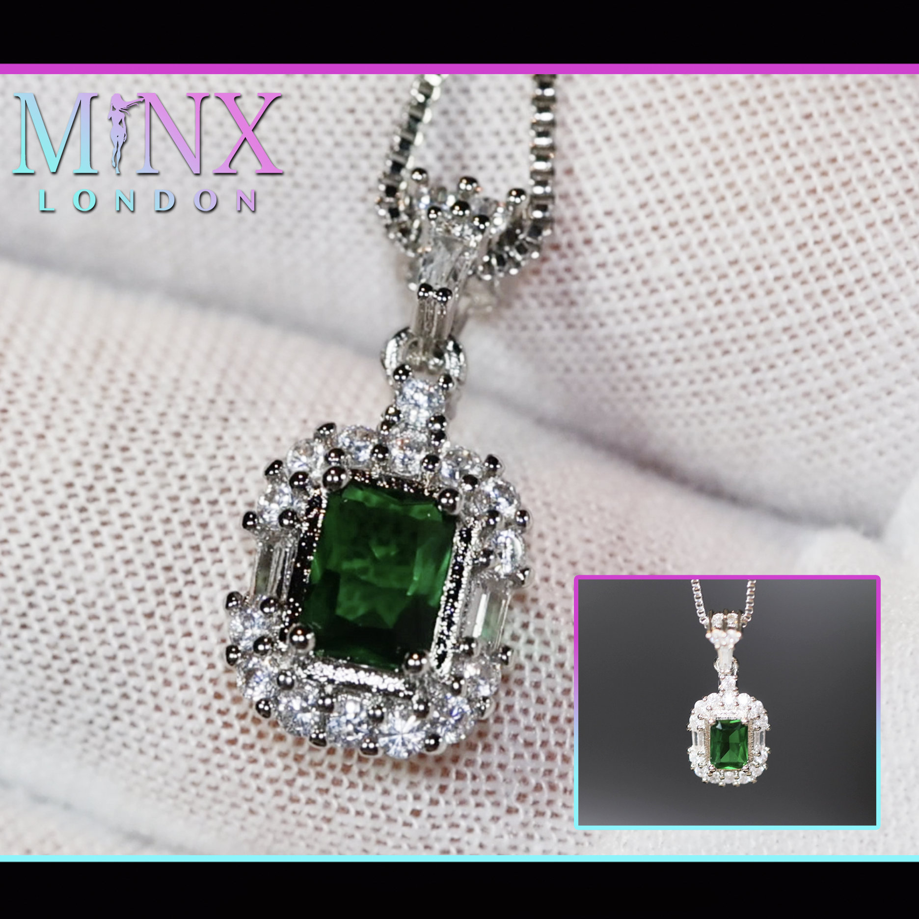 Emerald Diamond Necklace | Womens Green Pendant