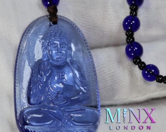 Jade Necklace | Blue Jade Necklace | Buddha Pendant | Buddha Necklace | Beaded Necklace | Buddhism Necklace | Blue Jade Pendant Charm