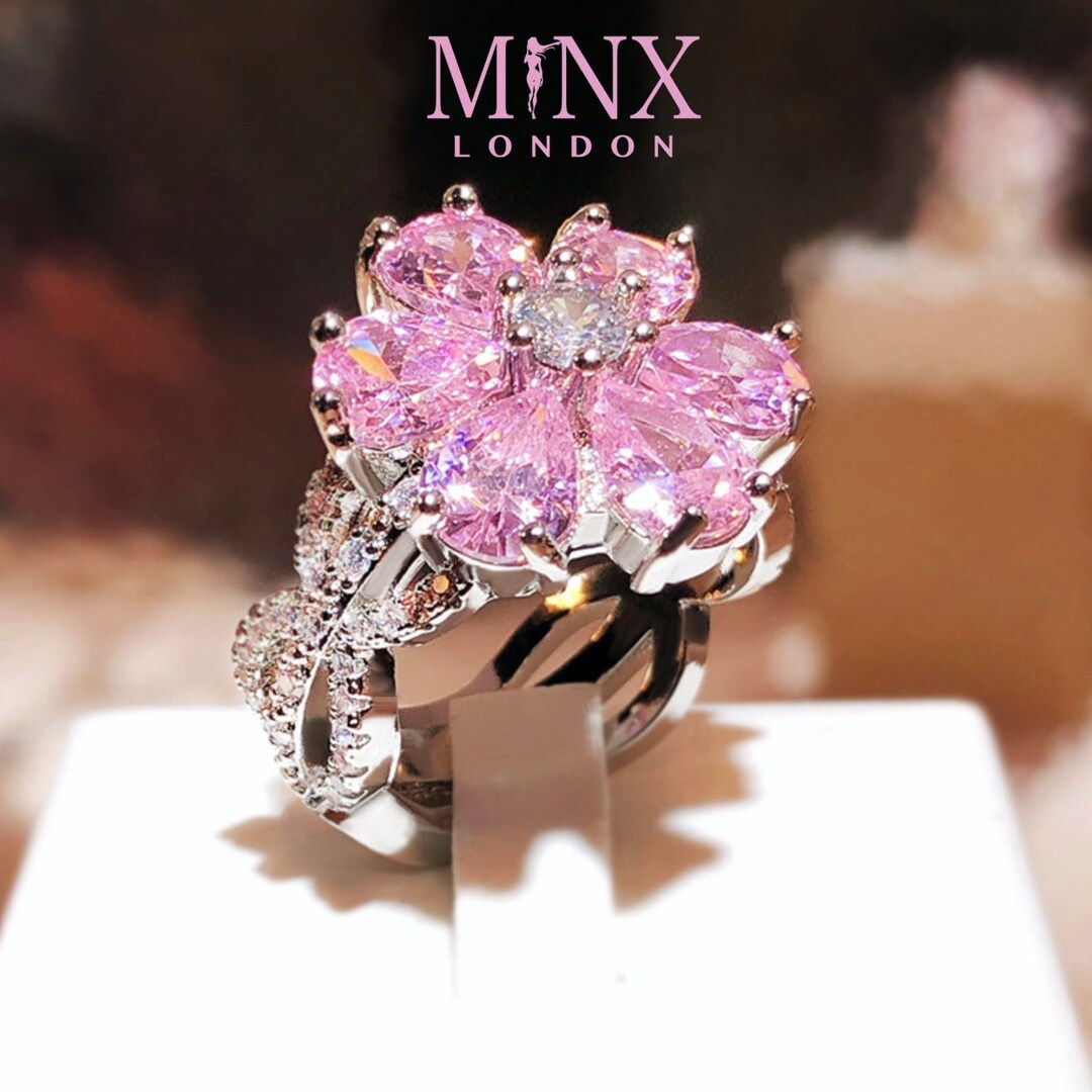 Pink Diamond Ring Pink Diamond Flower Ring Womens Pink - Etsy