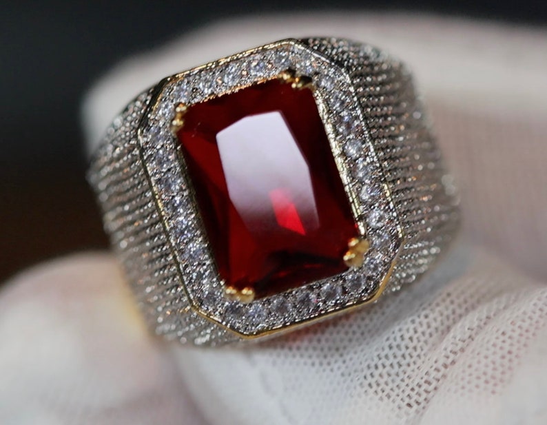 Mens Red Diamond Ring