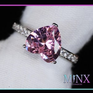 Pink Diamond Heart Ring | Heart Shape Ring | Diamond Heart Ring | Heart Ring with Diamonds | Pink Heart Engagement Ring | Pink Diamond Ring