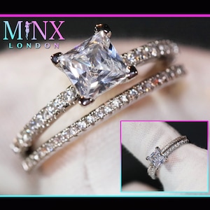 Engagement Ring | Womens Wedding Ring Set | Engagement Ring Diamond | Wedding Ring | Princess Cut Diamond Wedding Ring | Womens Wedding Ring